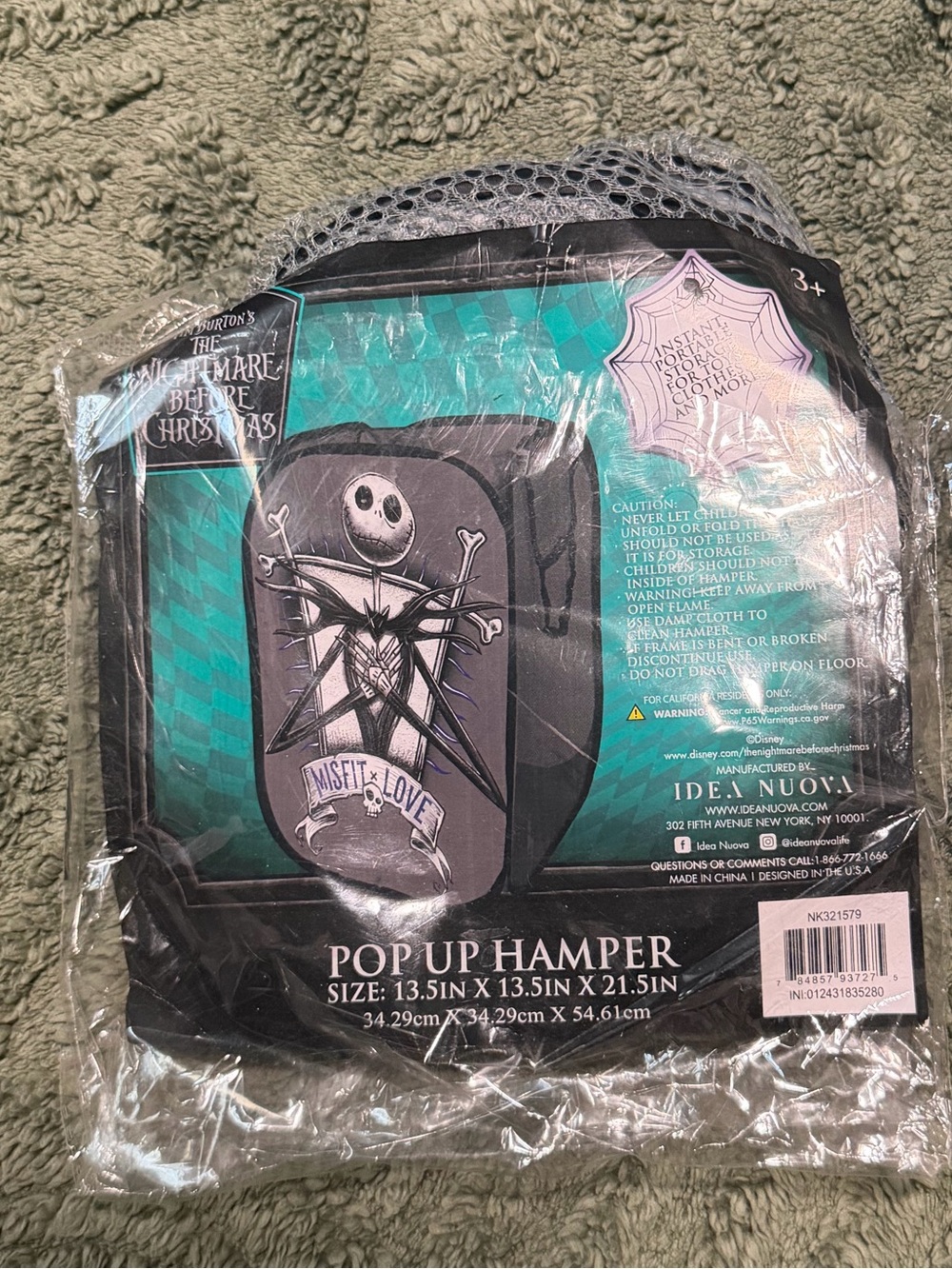Jack Skellington Pop-Up Hamper - Black/Grey